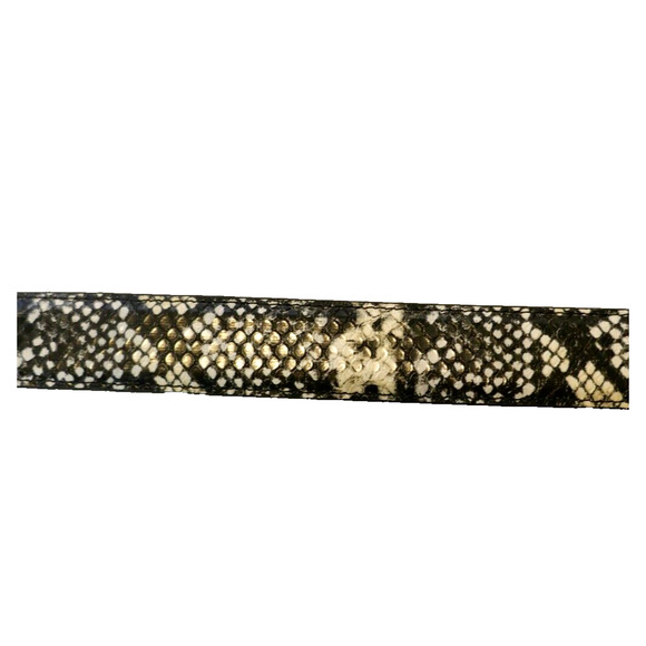 Faux Leather & Leather Lined Embossed Animal Print Belt Women's Black & White L - Picture 9 of 10